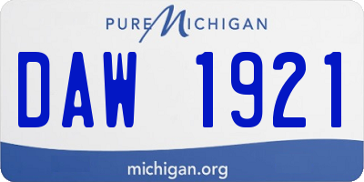 MI license plate DAW1921