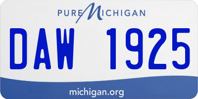 MI license plate DAW1925