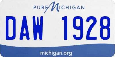 MI license plate DAW1928