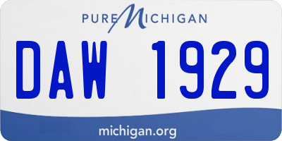 MI license plate DAW1929