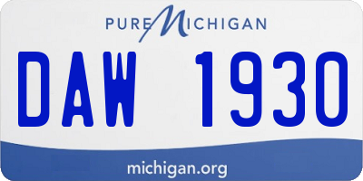 MI license plate DAW1930