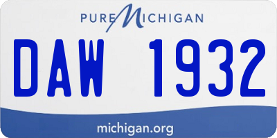 MI license plate DAW1932