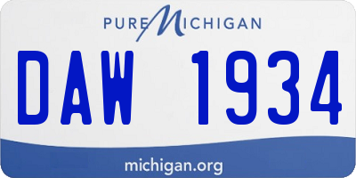 MI license plate DAW1934