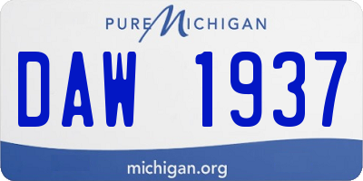 MI license plate DAW1937