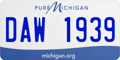 MI license plate DAW1939