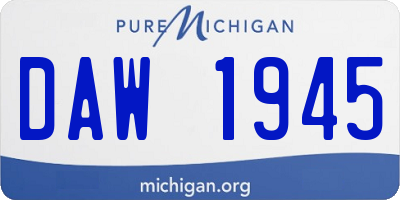 MI license plate DAW1945