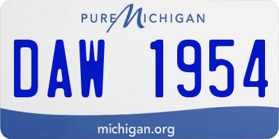MI license plate DAW1954