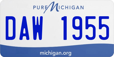 MI license plate DAW1955
