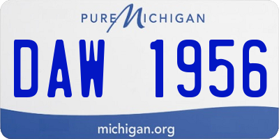 MI license plate DAW1956