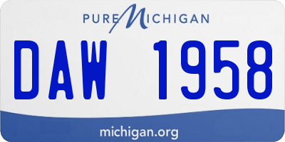 MI license plate DAW1958