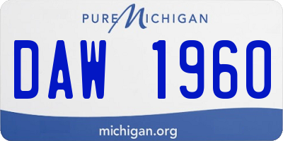 MI license plate DAW1960