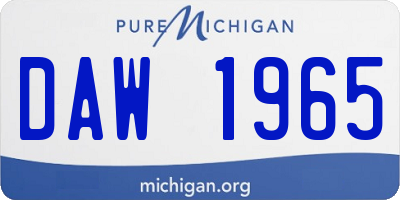 MI license plate DAW1965