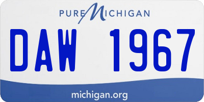 MI license plate DAW1967