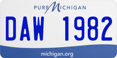 MI license plate DAW1982