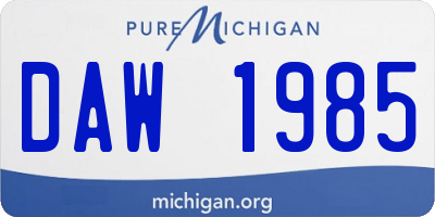 MI license plate DAW1985