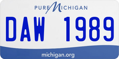 MI license plate DAW1989