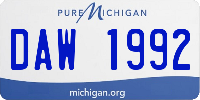 MI license plate DAW1992