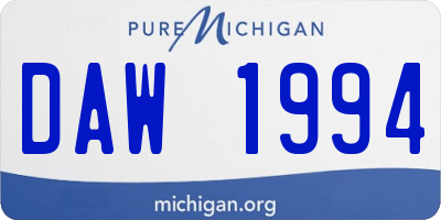 MI license plate DAW1994