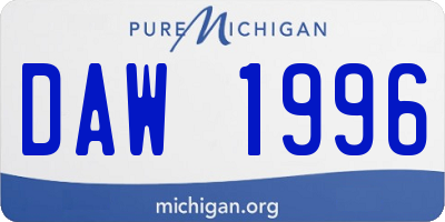 MI license plate DAW1996