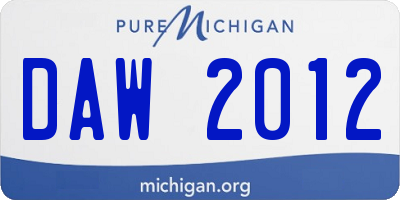 MI license plate DAW2012