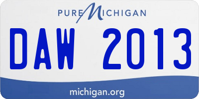 MI license plate DAW2013