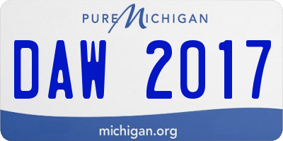 MI license plate DAW2017