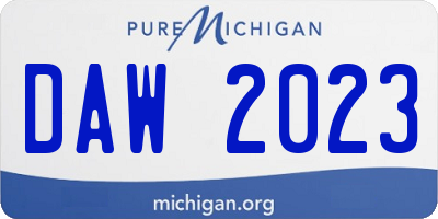MI license plate DAW2023