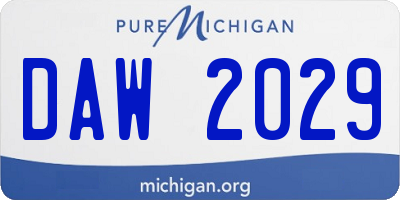 MI license plate DAW2029
