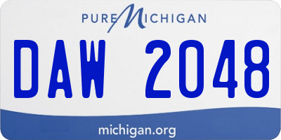 MI license plate DAW2048