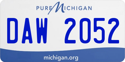 MI license plate DAW2052