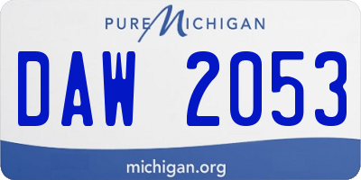 MI license plate DAW2053