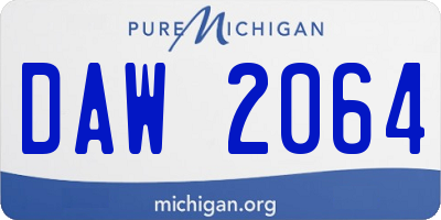 MI license plate DAW2064