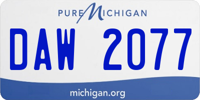 MI license plate DAW2077