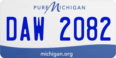 MI license plate DAW2082