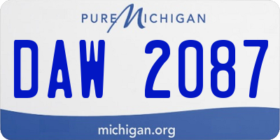 MI license plate DAW2087