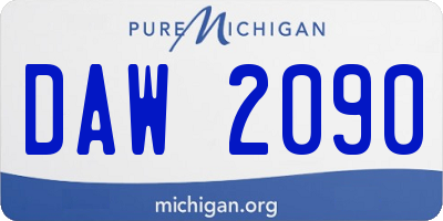 MI license plate DAW2090