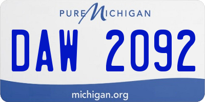 MI license plate DAW2092