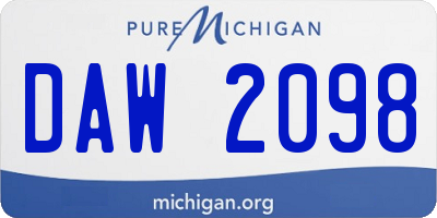 MI license plate DAW2098