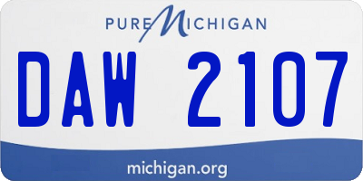 MI license plate DAW2107