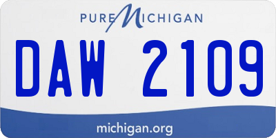 MI license plate DAW2109