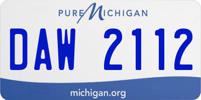 MI license plate DAW2112