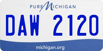 MI license plate DAW2120
