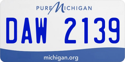 MI license plate DAW2139