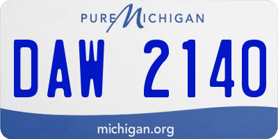 MI license plate DAW2140
