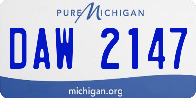 MI license plate DAW2147