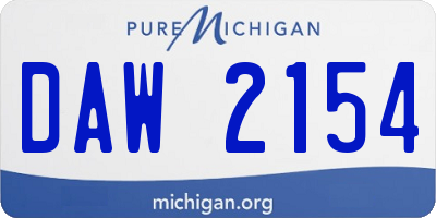 MI license plate DAW2154