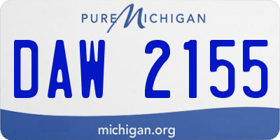 MI license plate DAW2155