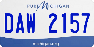 MI license plate DAW2157