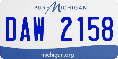 MI license plate DAW2158