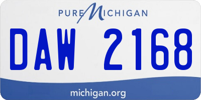 MI license plate DAW2168